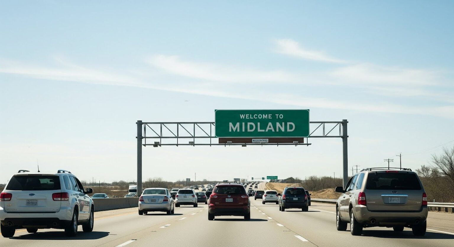 Midland Texas Sign on highway entering into first time home buying