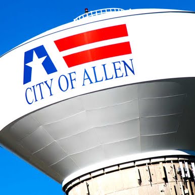 City of Allen Texas water tower symbolizing community and growth, representing affordable home loans, refinancing, and mortgage solutions in Allen, TX.