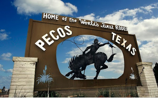 Pecos Texas welcome sign celebrating the World’s First Rodeo, symbolizing West Texas pride and Pecos Texas home loans