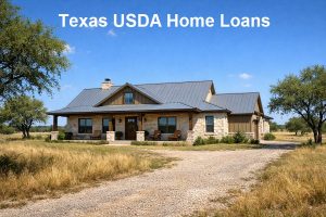 Rural Texas home with open land and blue sky representing Texas USDA Home Loan options for affordable zero-down rural housing.