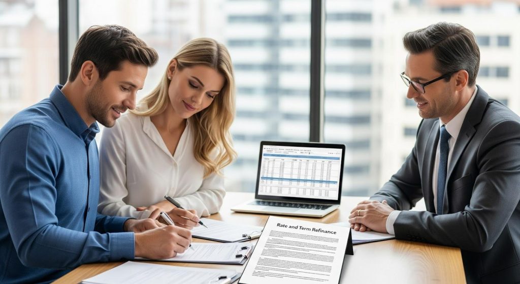 Homeowners signing documents for cash-out refinance loan in Midland to access home equity and improve financial flexibility.