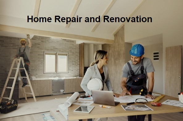 Contractor and homeowner reviewing renovation plans for a project financed through home renovation financing options.