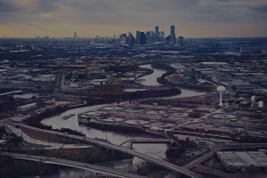 Aerial view of Pasadena, Texas highlighting the local housing market and home loan opportunities