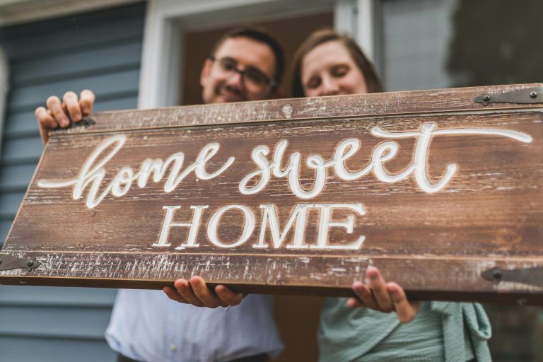 Home sweet home sign gifted to first time home buyers