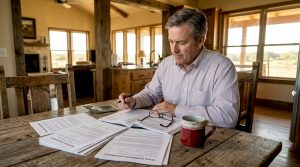 Homeowner reviewing home equity loan papers