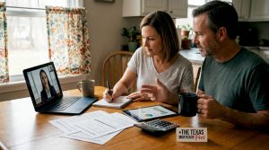 Couple reviewing mortgage documents at home