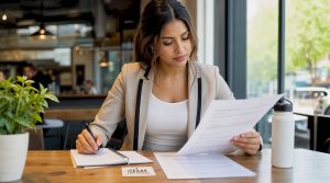 First-time homebuyer reviewing FHA loan papers