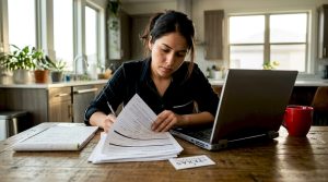 Young woman reviewing mortgage pre-approval papers