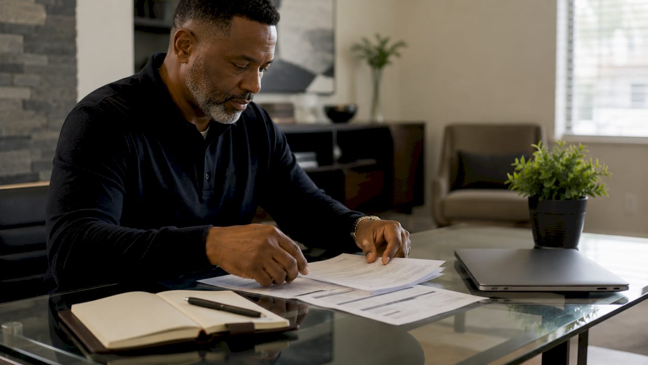 Mortgage professional reviewing documents while building a successful mortgage business.