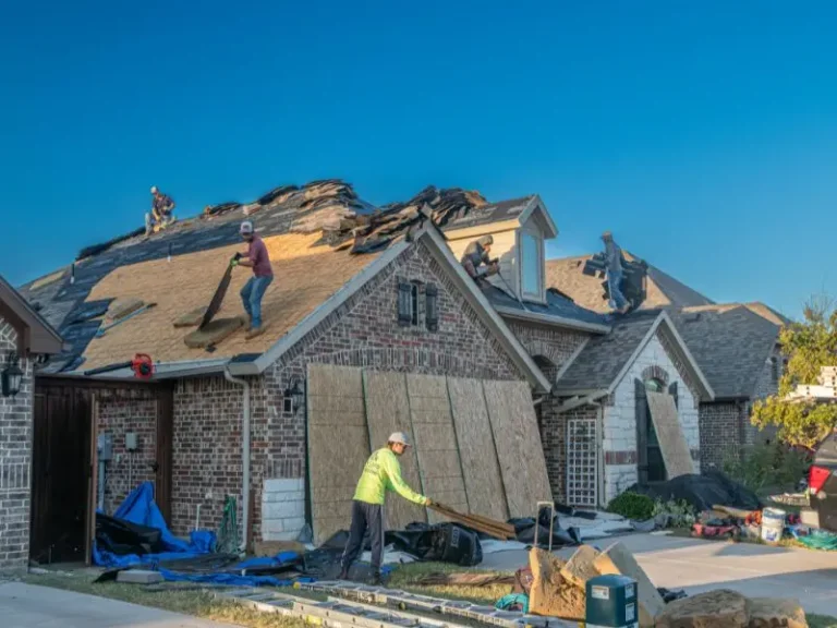 Roof replacement in progress on a Texas home, representing major repairs that may be financed with a HELOC.