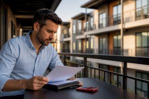 Investor reviewing multifamily property finances