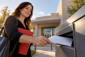 Homeowner submitting property tax exemption paperwork