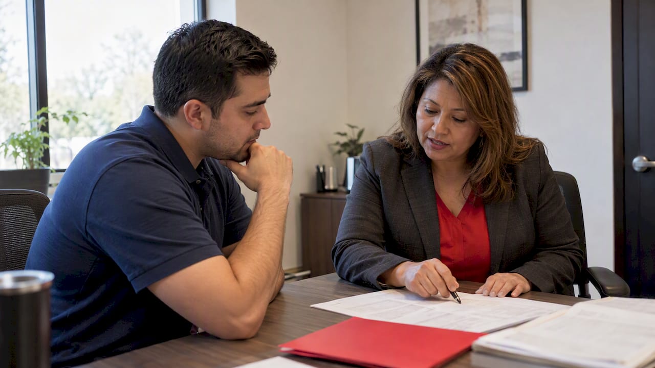Borrower comparing mortgage loan options with advisor