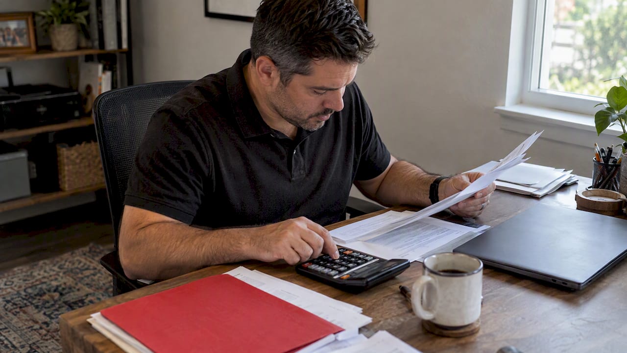 Homeowner reviewing mortgage insurance paperwork